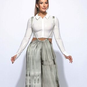 ‎Olive Drawstring baggy jumpsuit